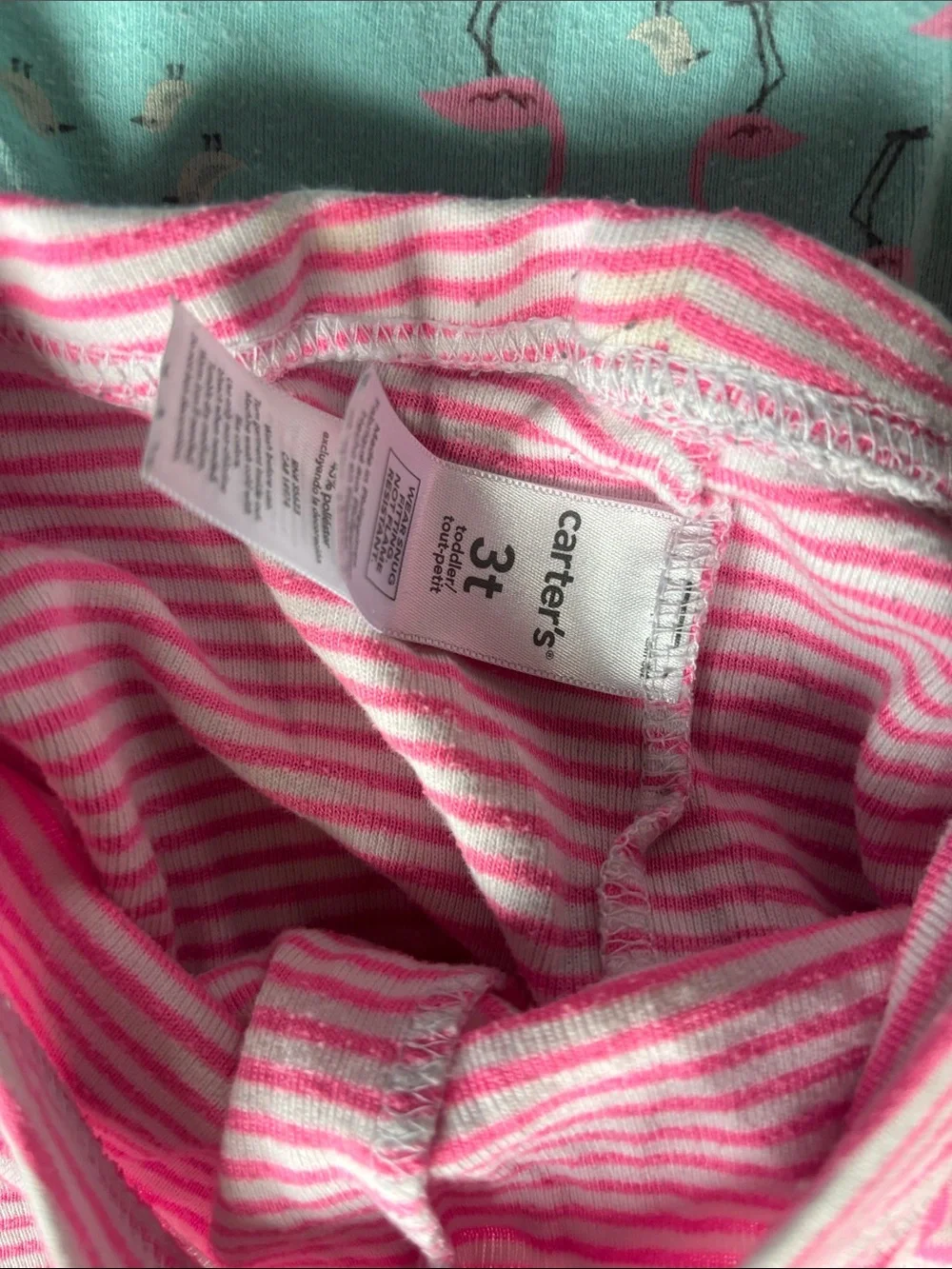 Carter's Mint Green Tee with Pink Flamingo Accents